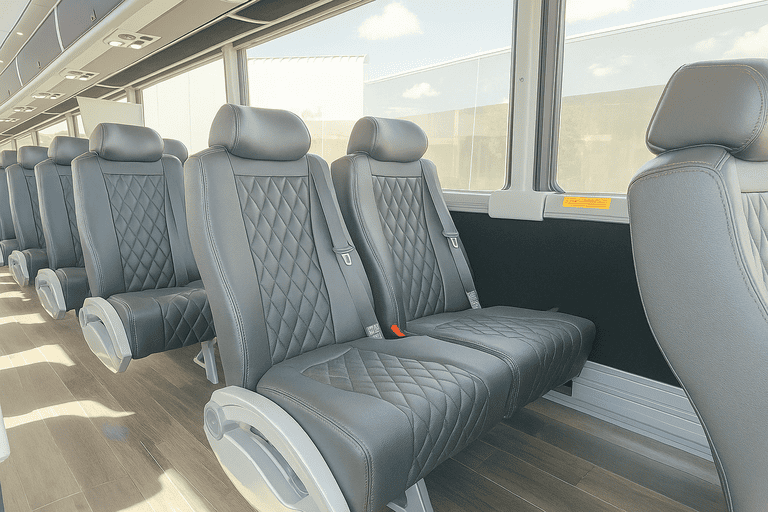 interior of Citrus Heights Minibus Company charter bus